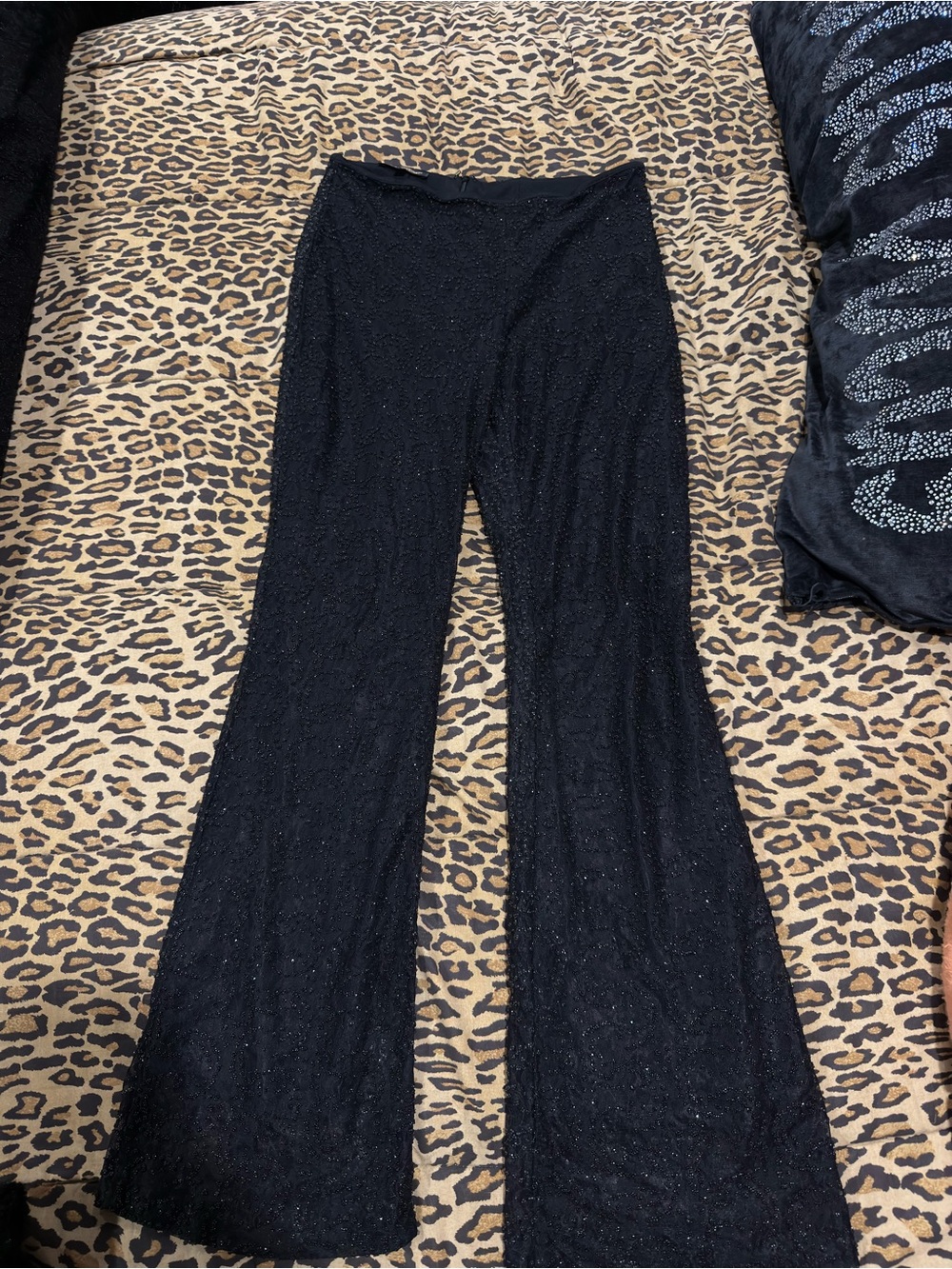 Vintage Betsey Johnson Black Sparkle Flare Pants